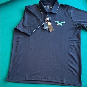 Large Black Polo Shirt with Philadelphia Eagles Embroidered Logo